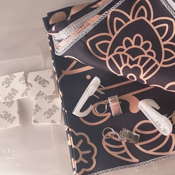 TREE OF LIFE, NEW TAPESTRY Sun Moon H 53" x W 60", Beige on Black - Picture 7 of 11